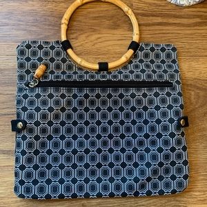 Women’s Cotton Mini Clutch Purse & Bamboo Handle